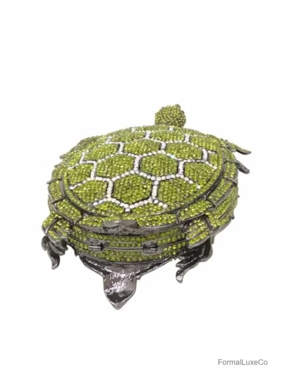 Turtle Rhinestone Clutch Evening Bag with Removable Chain Handbag